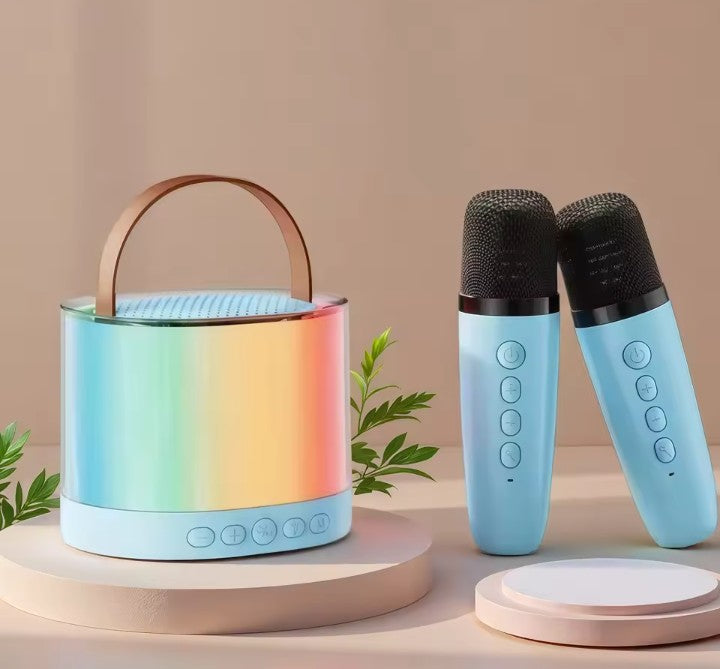 Karaoké Enfant Multifonction avec 2 Microphones & Lumières RGB