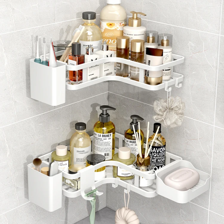 CornerLux Inox – Étagère d'Angle Double Couche Sans Perçage