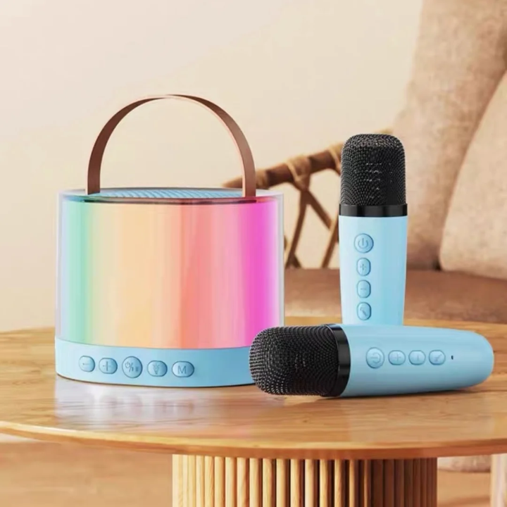 Karaoké Enfant Multifonction avec 2 Microphones & Lumières RGB